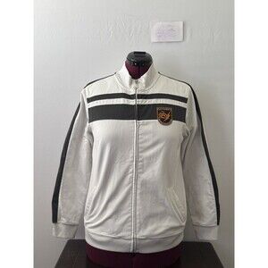 Y2K California Double Duece Surfers Track Jacket White Black Youth L 14/16 Zip